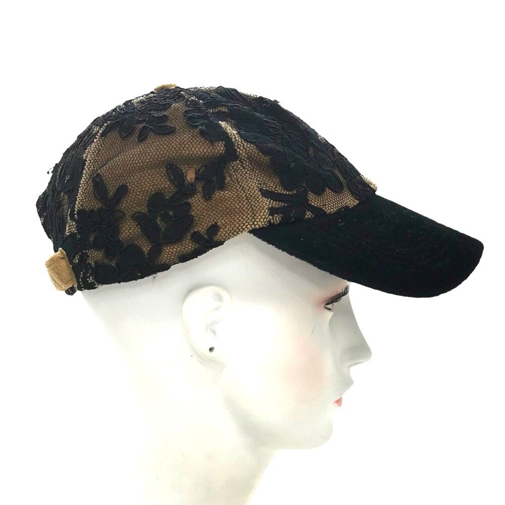 Hopeless Romantic Floral Black Lace Cap Mall Goth Adjustable Strap 5 Panel Hat